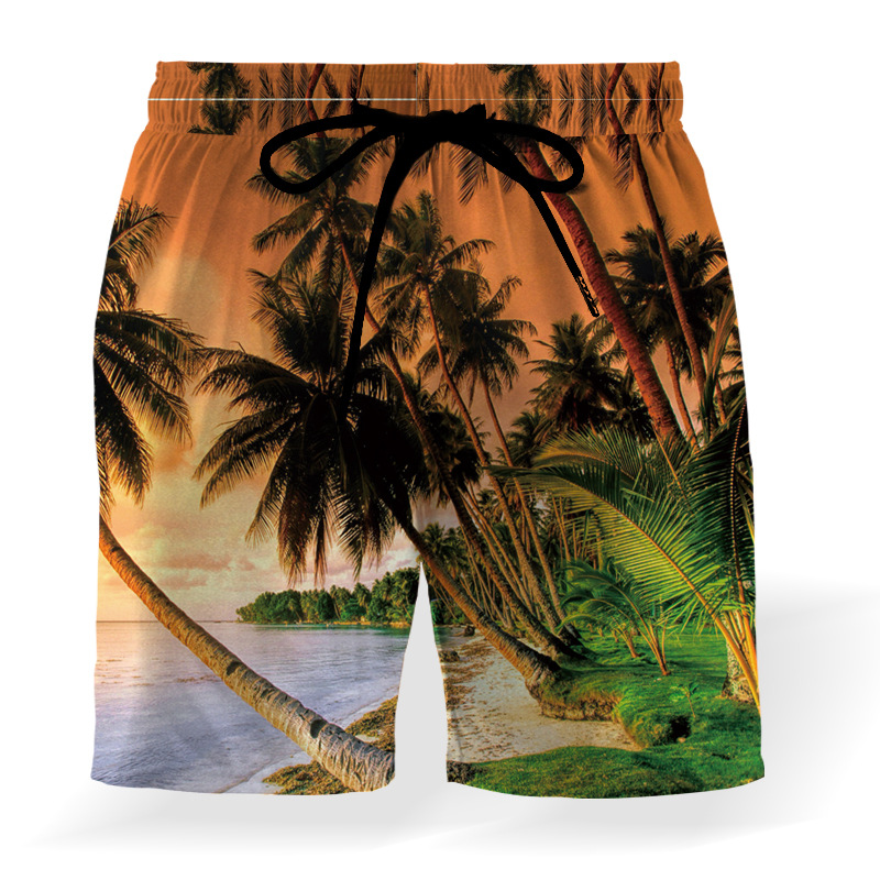 Title 14, Shorts de playa con estampado de coco, cintura ...