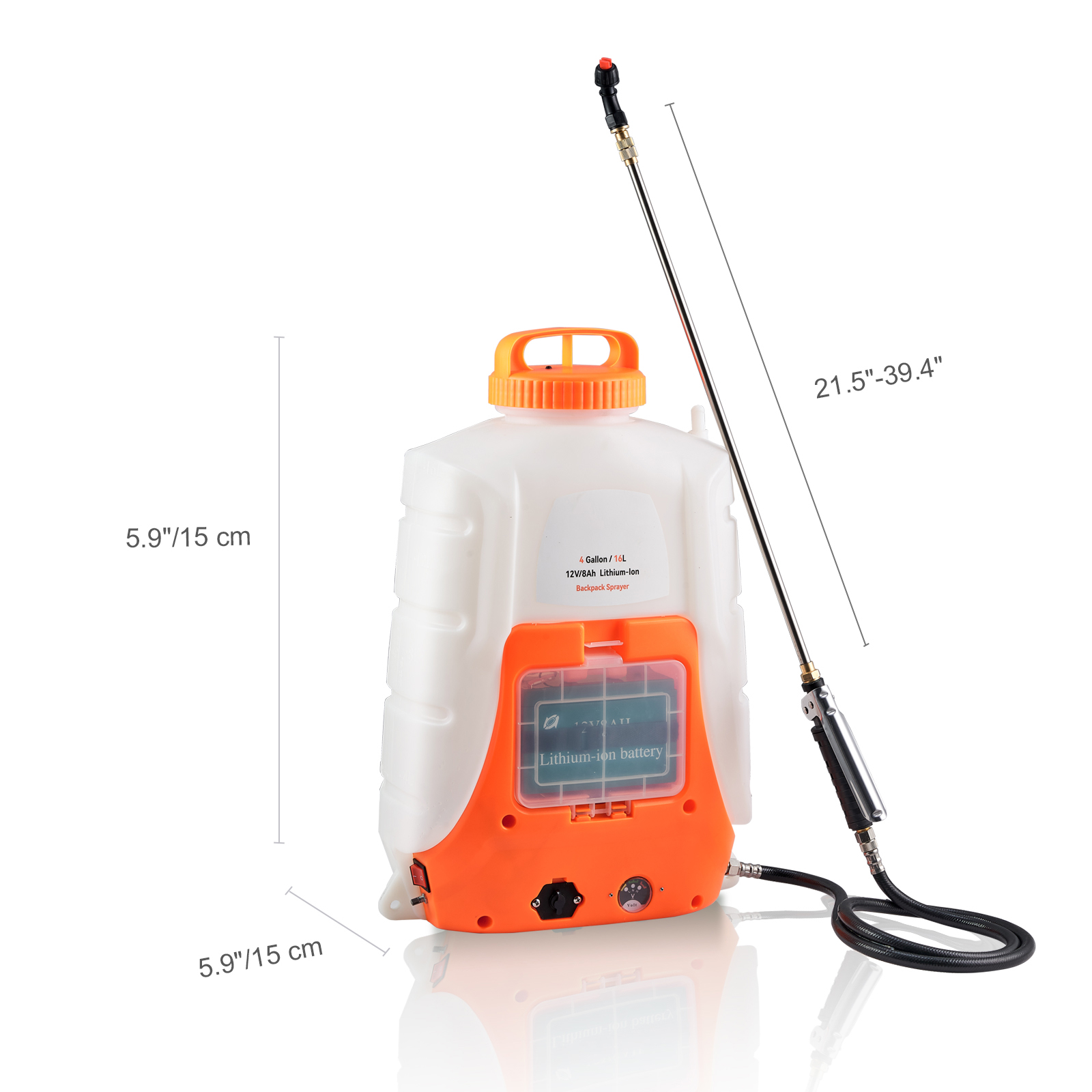 VEVOR Battery Powered Backpack Sprayer 4 Gal Tank 0-90 PSI Adjustable Pressure image 4
