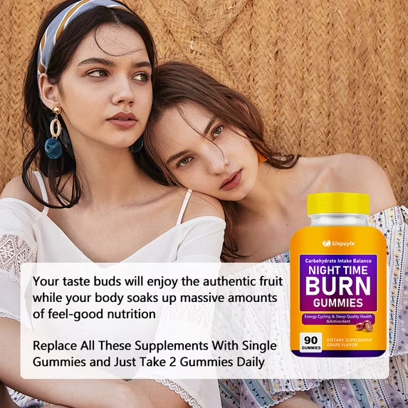 Night Time Burn Gummies, Grape Flavored, Vegan & Gelatin-Free, Supports Carbohydrate Balance & Healthy Metabolism, 90 Gummies — view 5