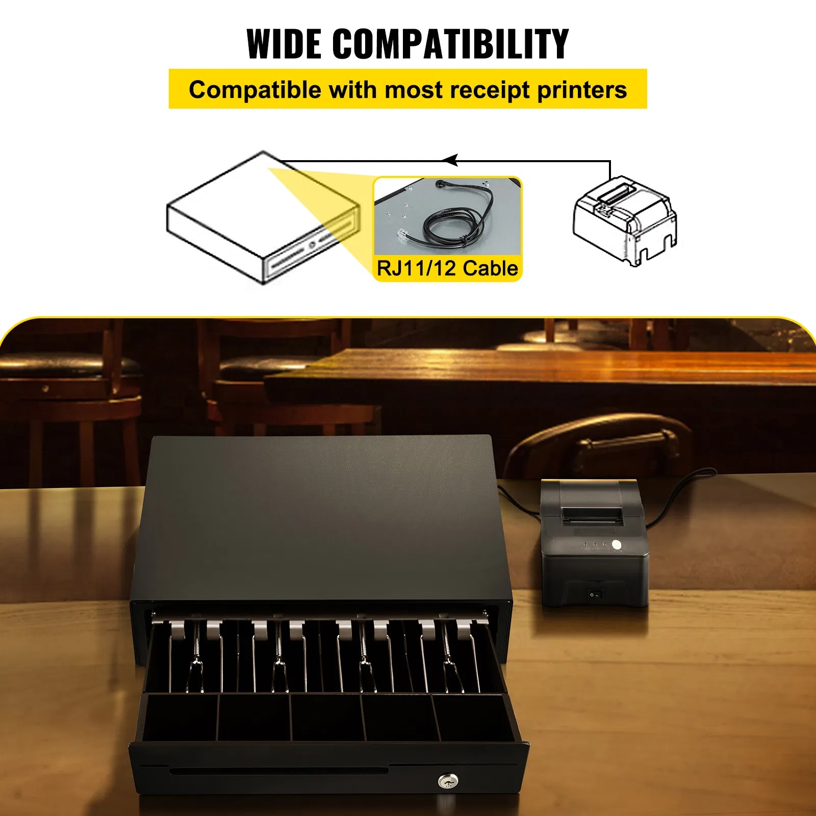 Cash Register Drawer, 13 12 V, For POS System With 4 Bill 5 Coin Cash Tray, Removable Coin Compartment 2… image 10