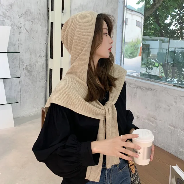 Women's Autumn Winter Wool Straight Stripe Hooded Shawl Mi Xing - Shop at LoveMi