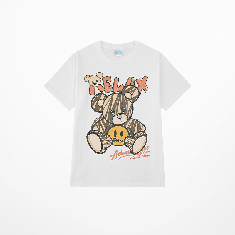 Title 3, Net Celebrity Wild Trend Loose Bear T-shirt 5-p...