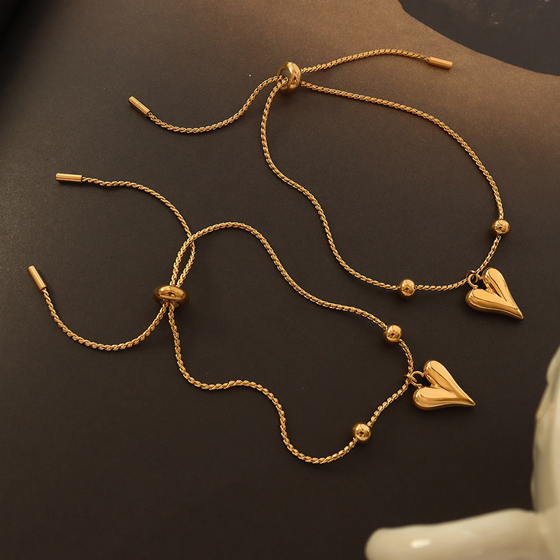 Design Sense Love Peach Heart Pull Buckle Bracelet