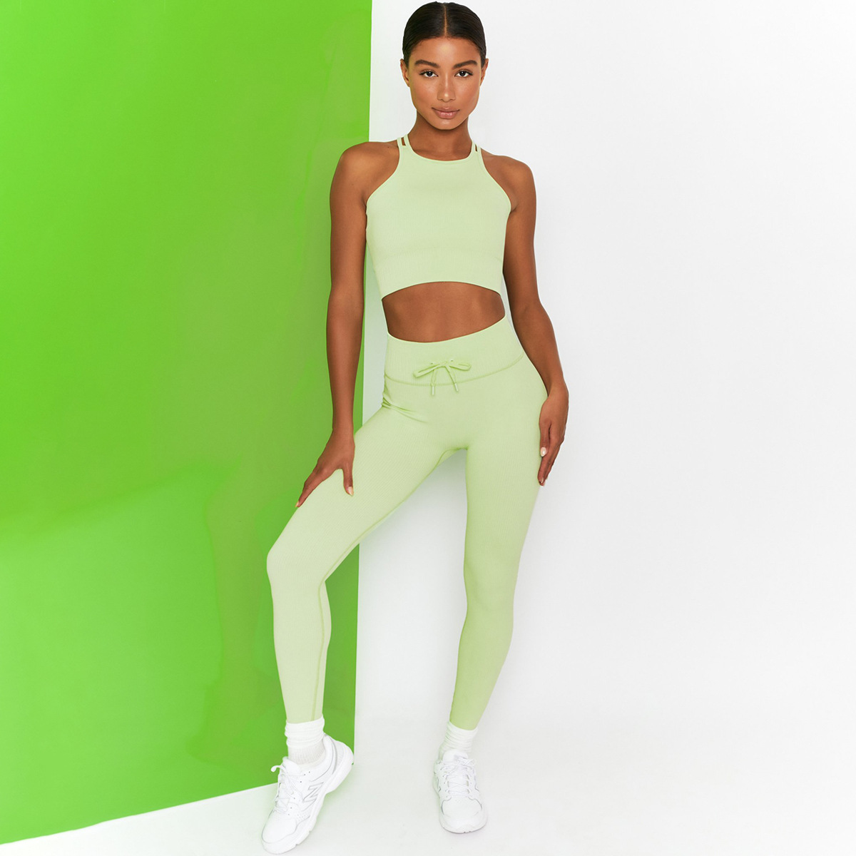 Fashion Casual Solid Color Knitted Yoga Suit