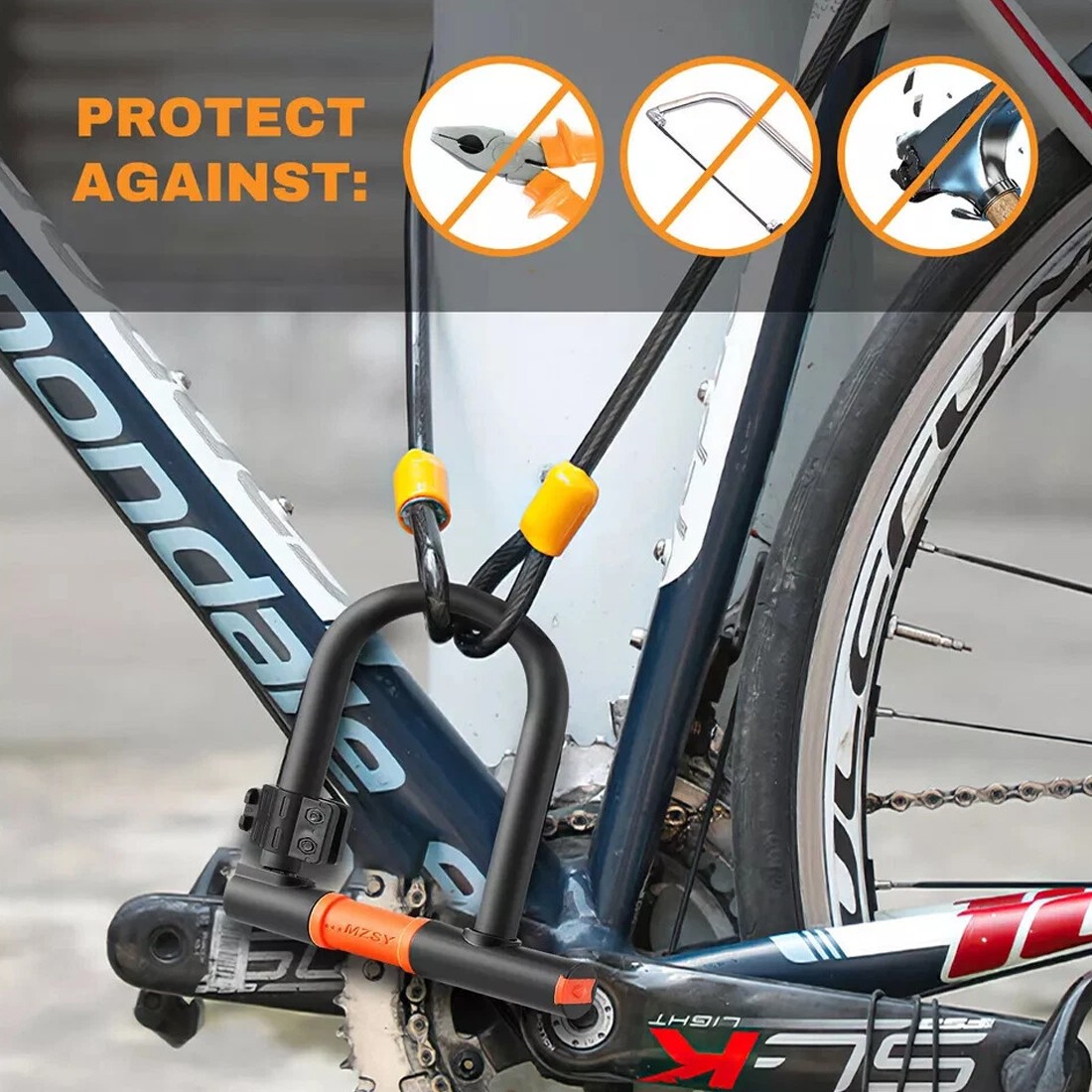 U Shaped Bike Lock With Two Keys Heavy Duty Cable With Bracket Bicycle Lock 9