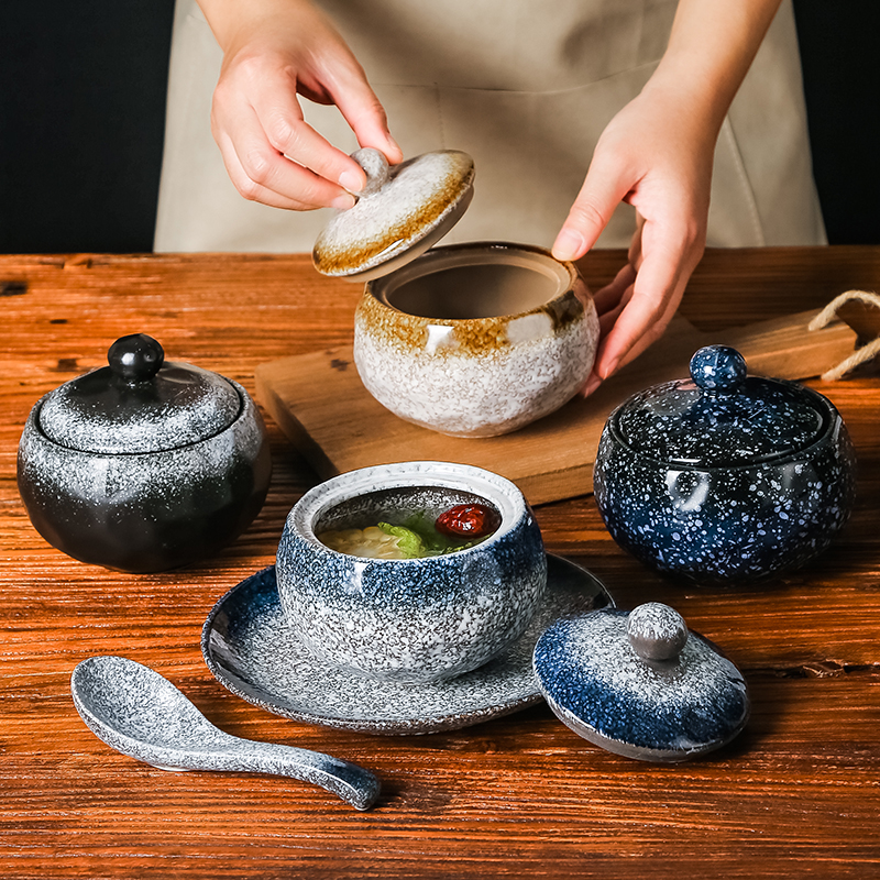 Home Water Steamed Eggs Tea Bowl With Lid Stew Pot