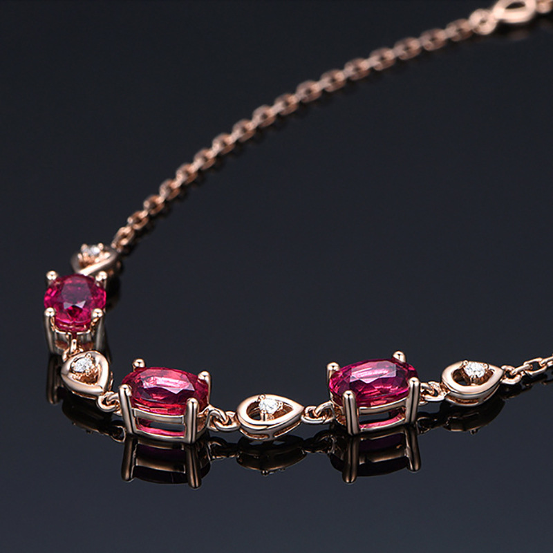 Title 6, Imitation Red Tourmaline Color Gem Bracelet