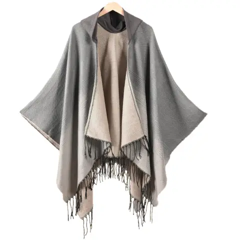 Women's Minimalist Tassel Jacquard Large Split Shawl