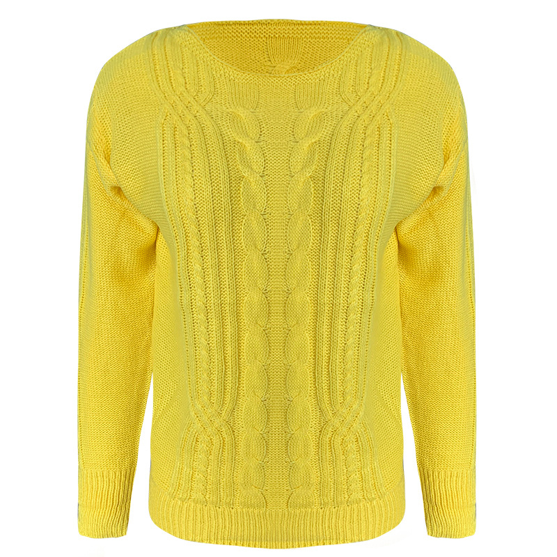 Title 4, Fluorescent Round Neck Twist Twist Casual Knitt...