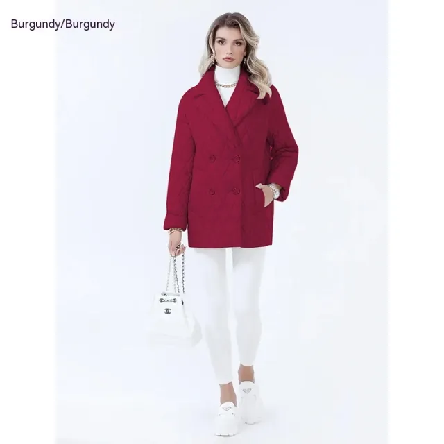 Women's Cotton padded Lapel Short Lightweight Wine Red - Shop at LoveMi