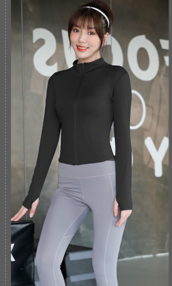 Women's Zip Fit Quick Dry Stand Collar Long Sleeve Top Brushed Black - Shop at LoveMi
