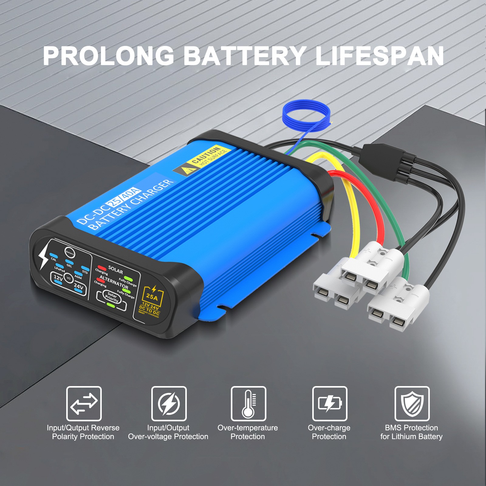 12V 25A DC To DC Dual Battery Charger Built-in Solar MPPT Voltage Sensitive