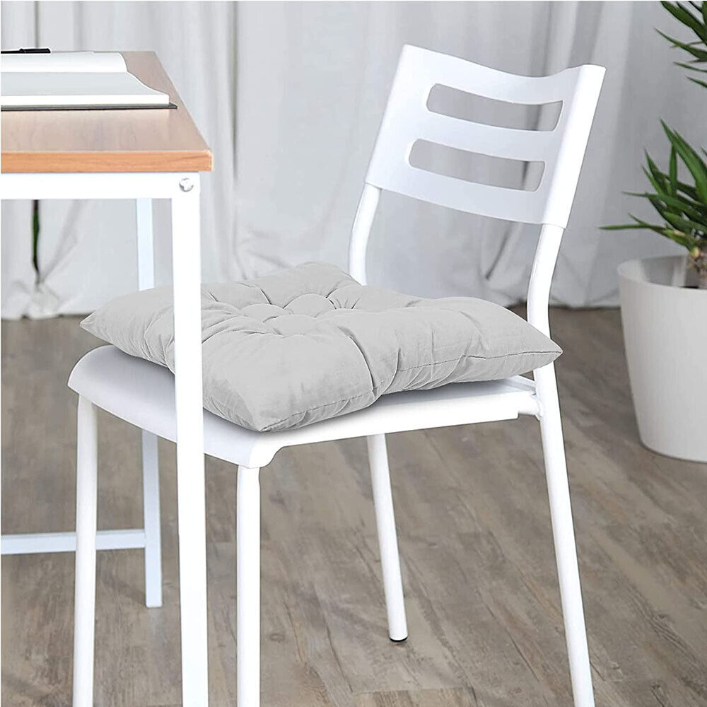 4 Pack Seat Pad Dining Room Garden Kitchen Chair Cushions Tie On Plain UK — image 7