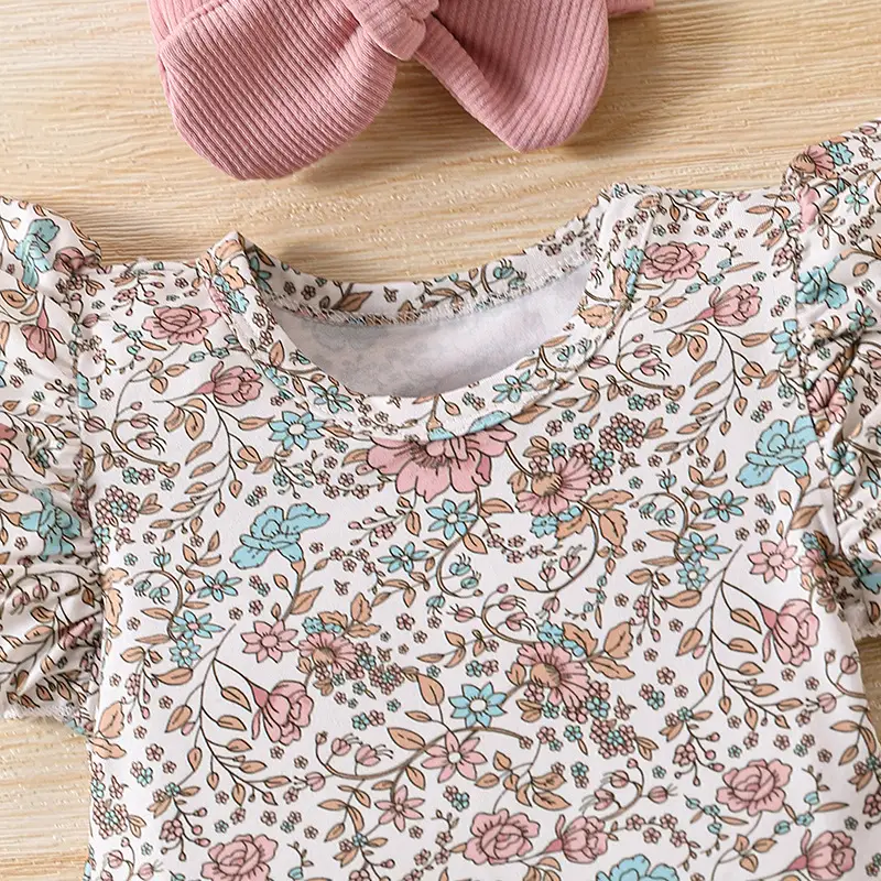 Girls Sweet Flower Flying Sleeve Top