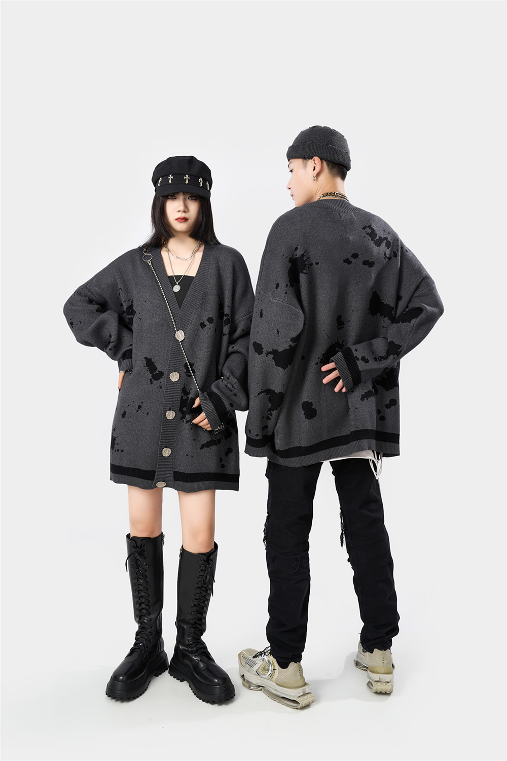 Dark Trendy Brand Jacquard Sweater Jacket Men Ins Autumn