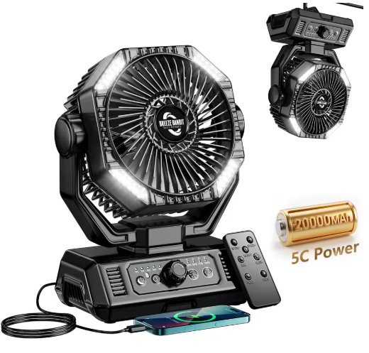 Ventilateur de camping 20000mah avec lanterne LED – Image 5