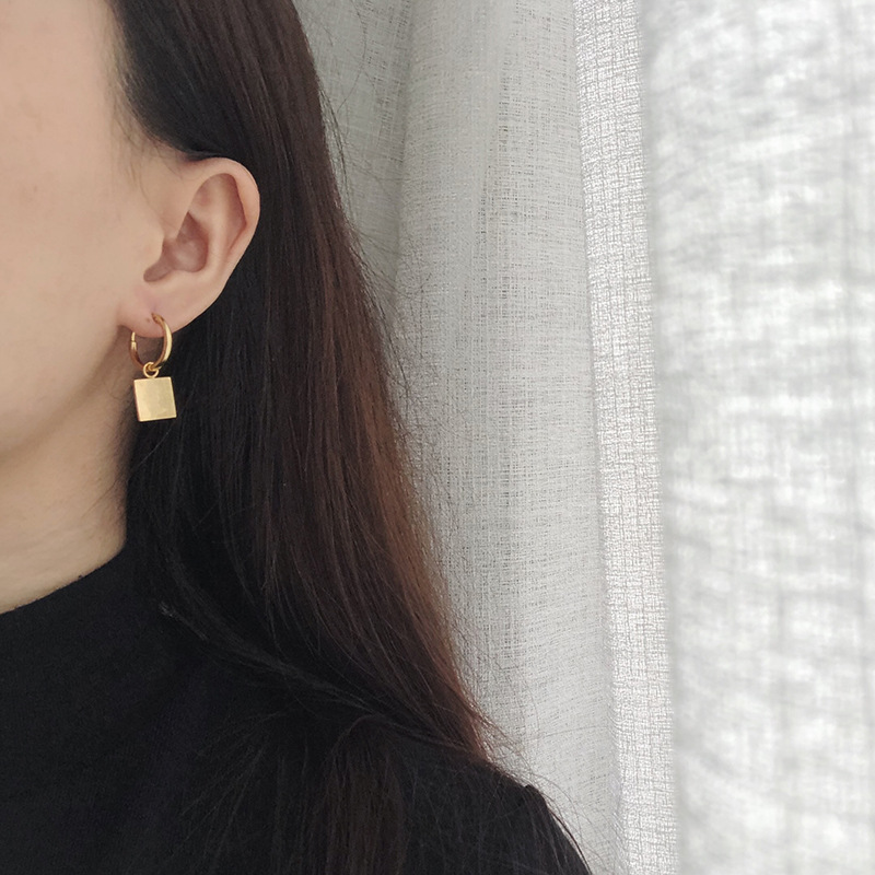 Fashion French Rose Flower Square Earrings