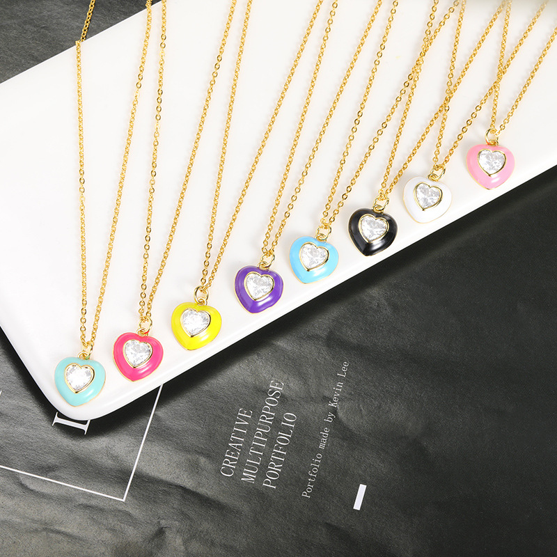 Micro-inlaid Zircon Color Oil Drop Necklace