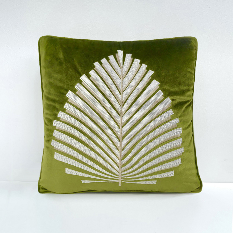 Simple And Beautiful Southeast Asia Velvet Embroidered White Pillow — image 1