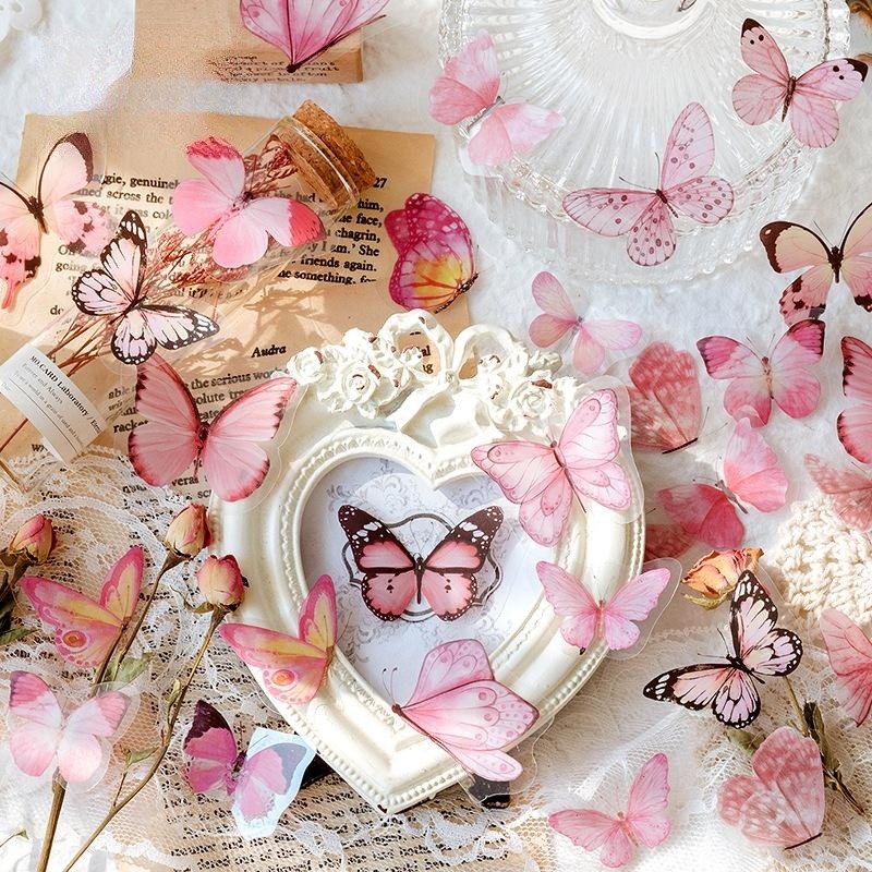 PET Sticker Bag Butterfly Nature Series Fresh And Retro Notebook Material Decoration Stickers