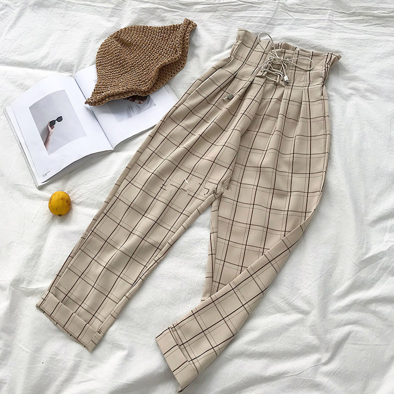 Title 7, Ladies Spring New Plaid Casual Pants