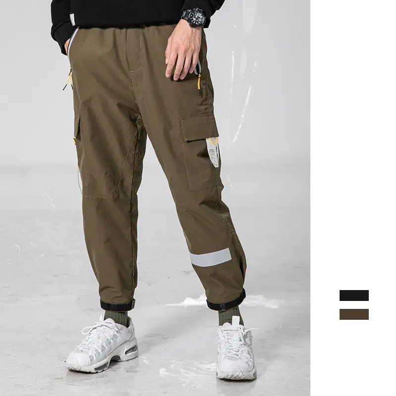 Loose Men's Small Feet Multi-Pocket Overalls