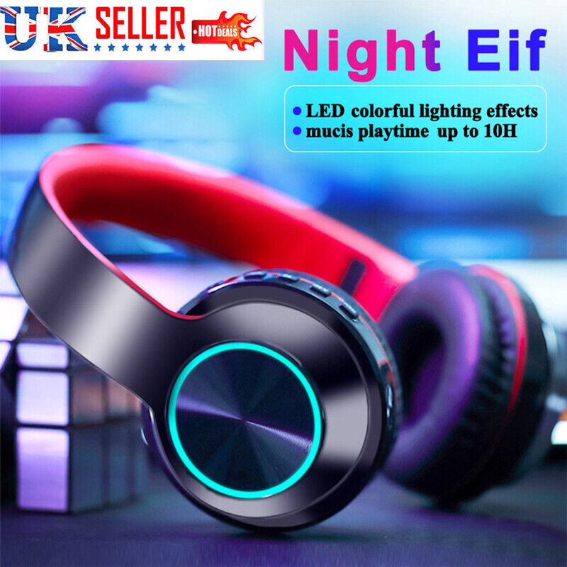Wireless Bluetooth Headphones Over-Ear Noise Canceling All Devices UK--white