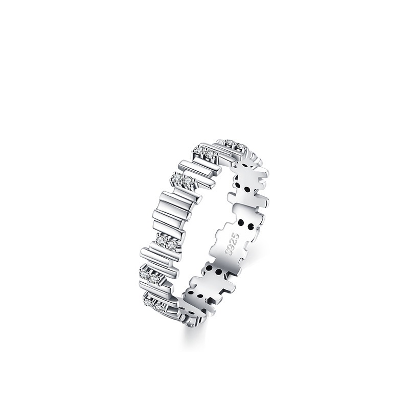 S925 Sterling Silver Micro-inlaid Geometric Irregular Personalized Niche Design High-grade Versatile Ins Ring