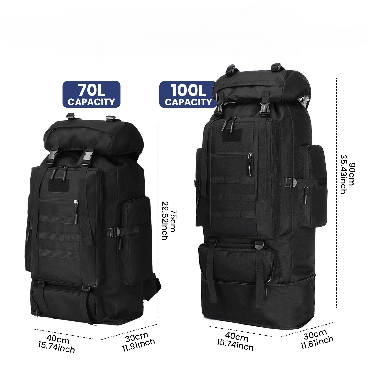 Lager Hiking Camping Backpack Extra Large Rucksack Mens Outdoor Luggage Bag100L — image 10