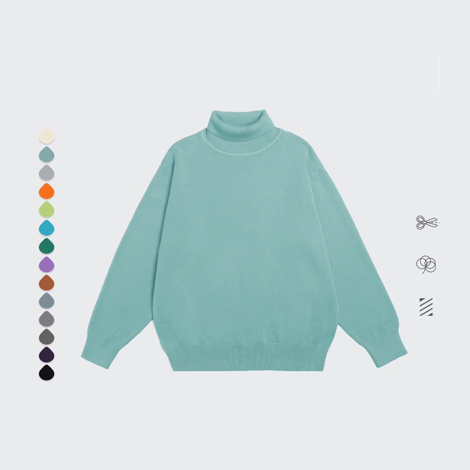 Title 11, Core Spun Loose High Neck Sweater Solid Color K...