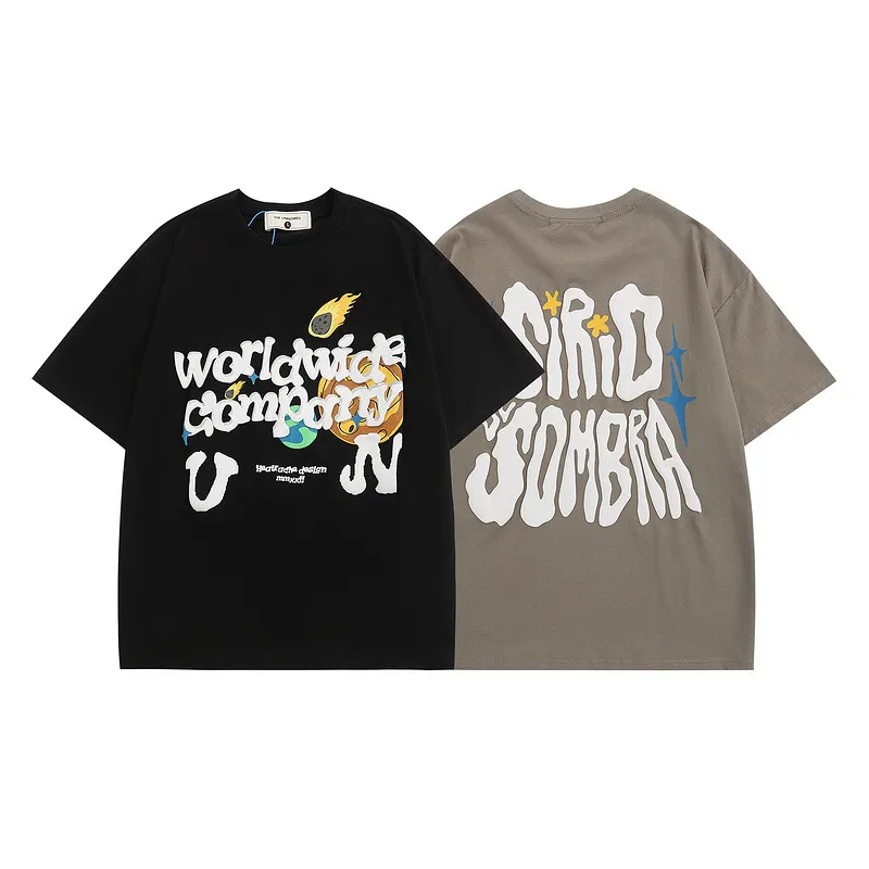 Vintage Letter Print Short Sleeve T-shirt For Men And Women - As0153 Gray