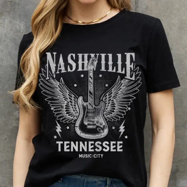 European And American Digital Printing Casual Round Neck Short Sleeves T shirt Black - Shop at LoveMi