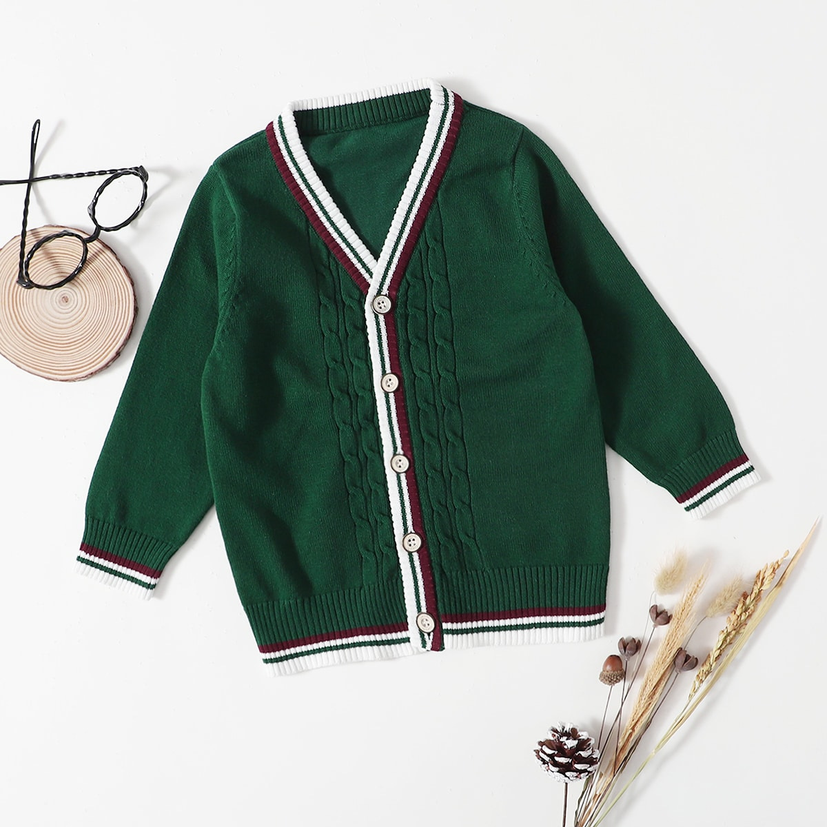 Boys' Knitted Cardigan Sweater - Lightweight V-neck Pullover, Suitable For Outdoor Wear In Spring And Autumn