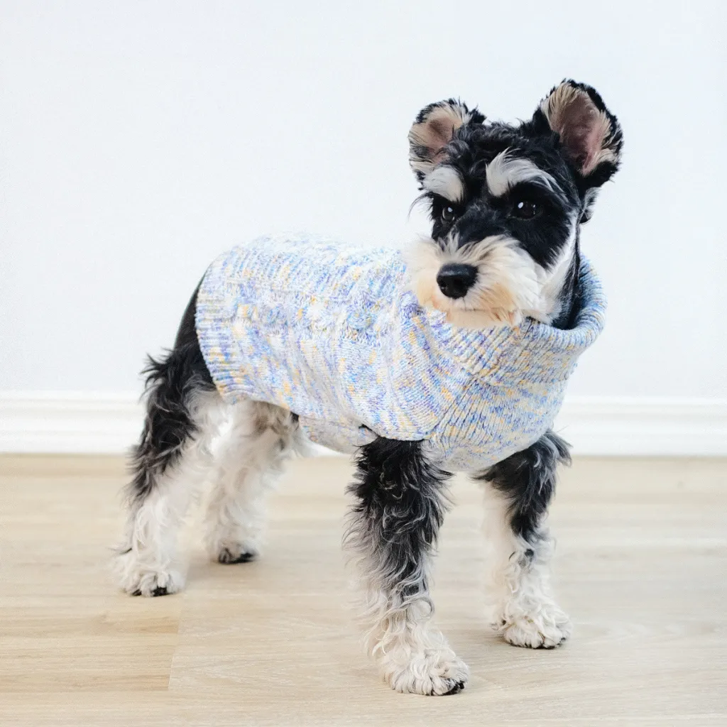 Pet Clothes Simple Dyed Purple Turtleneck Sweater - Blue