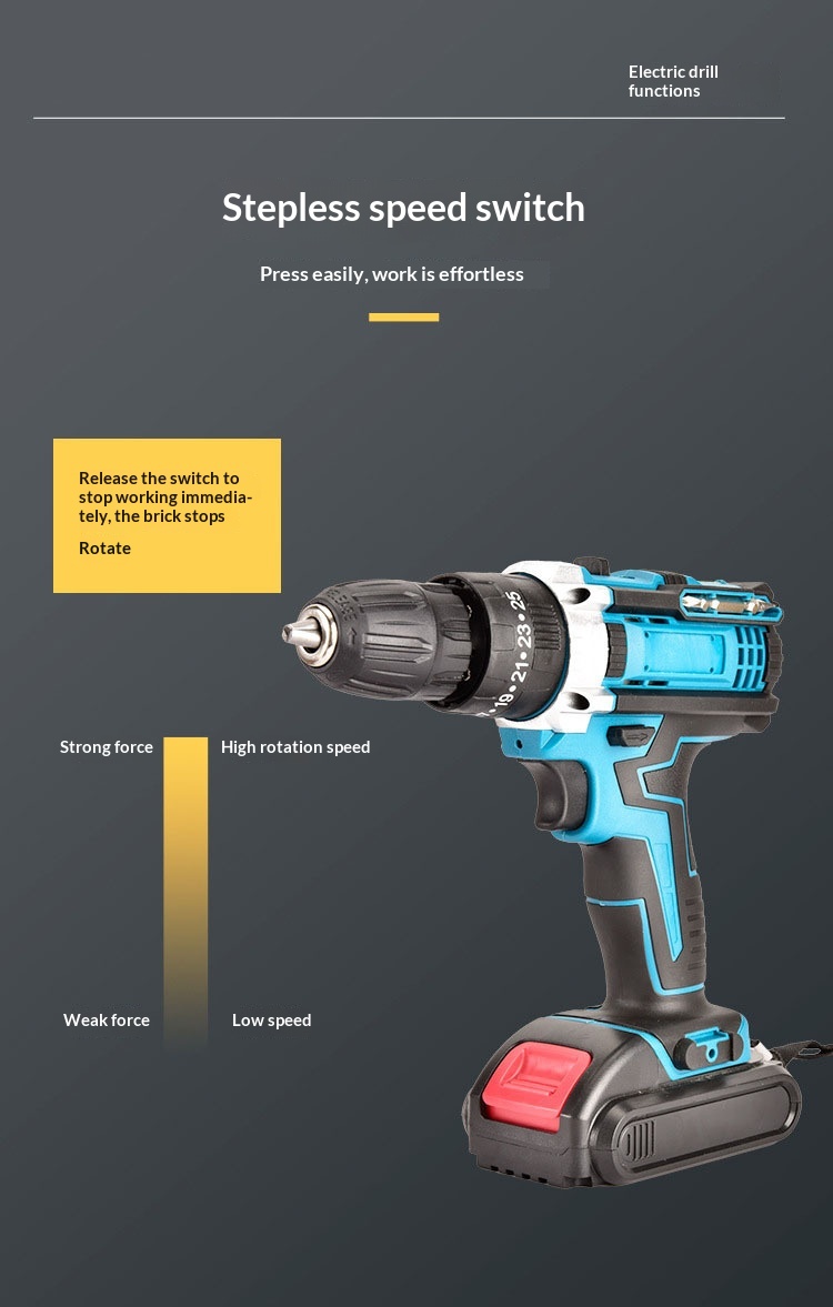 Household Rechargeable Brushed Electric Wrench, Household Lithium Battery Electric Drill, Export Model Impact Drill, Electric Tool — foto 13