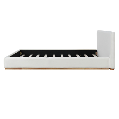 Elegant Upholstered Bed With Solid Wood Frame, Unlocking A New Experience Of Comfortable Sleeping, Queen, White