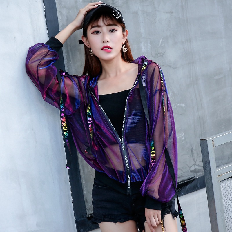 Title 10, Ladies Loose Ribbon Thin Baseball Short Jacket