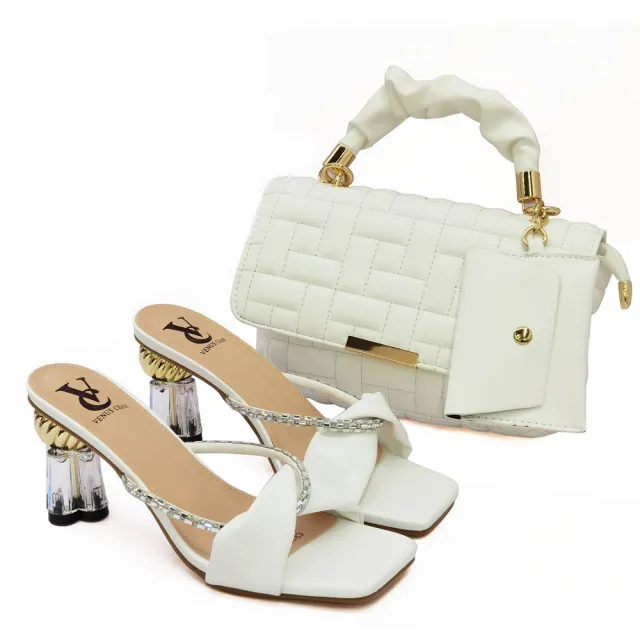 Crossbody Bag With Small Card Bag, Cross Strap High heeled Sandals White - Shop at LoveMi