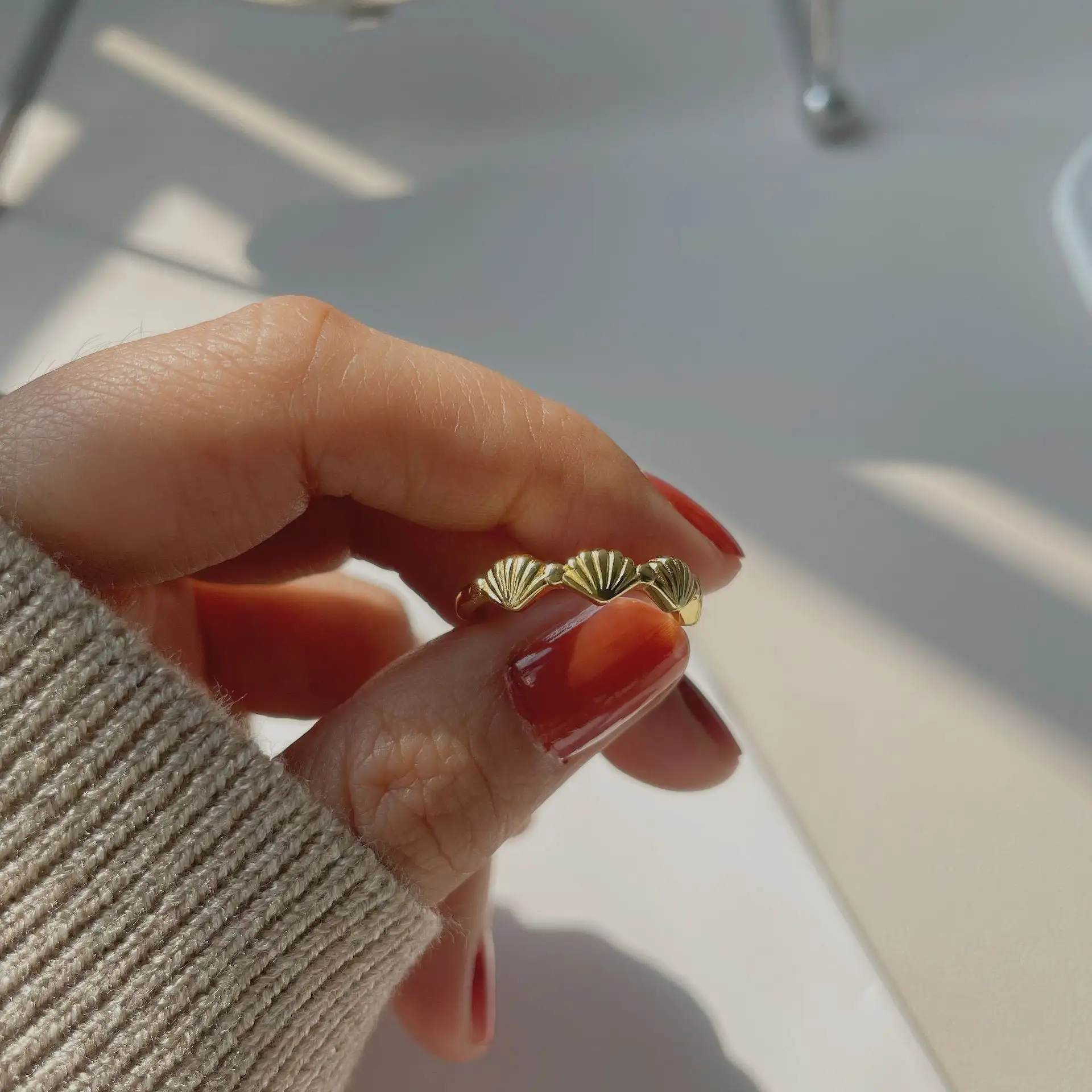 925 Sterling Silver Shell Fashion Ring