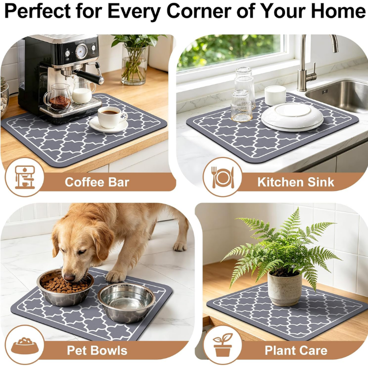 Dish Drying Mat Super Absorbent Drying Mat Large Dish Drying Mats For Kitchen Counter Easy Clean Dish Mat Kitchen Drying Mat 3