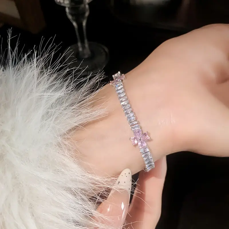 Geometric Round Zircon Drawstring Bracelet Vintage Ins Dainty Premium Bangle Exquisite Niche Wrist Accessory