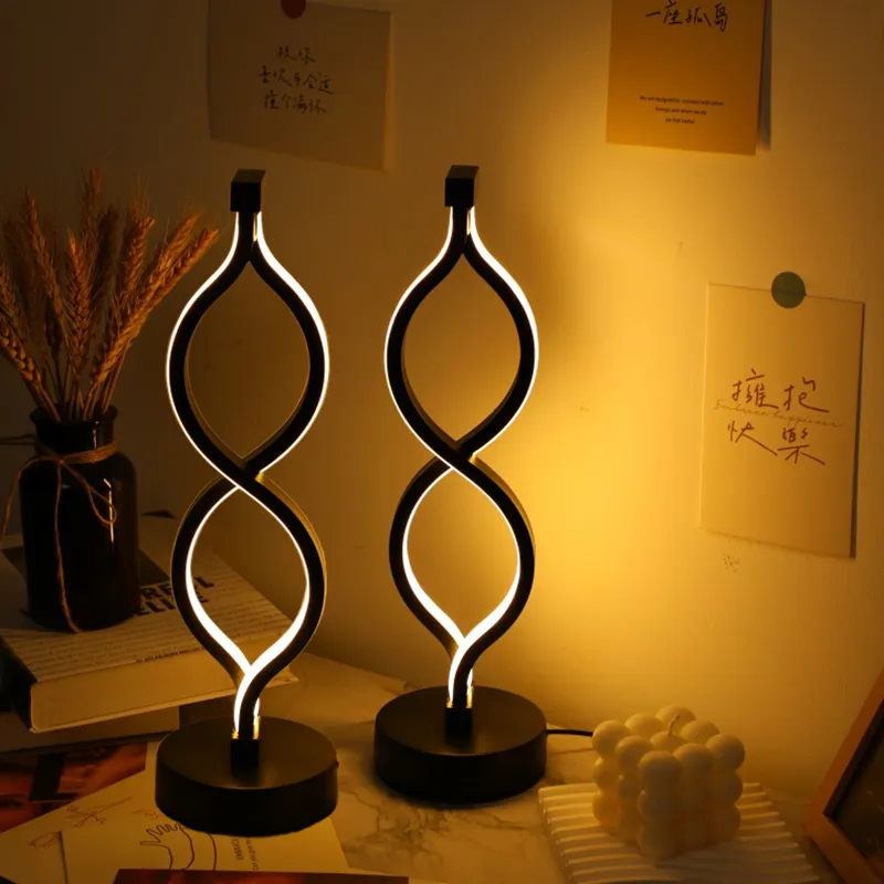 Modern Wave-Shaped USB Desk Lamp