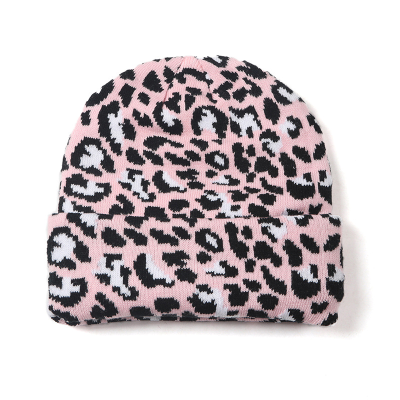 Women's Autumn And Winter Leopard Print Retro Knitted Woolen Hat