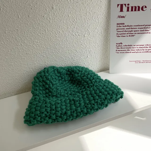Chunky Knitted Pineapple Pattern Beanie Green - Shop at LoveMi