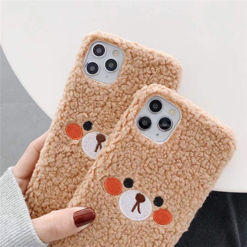 Embroidered Plush Blush Bear Phone Case Suitable For - Image 4