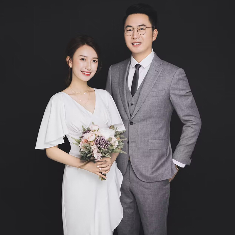 High Quality Satin Engagement Small White Dress