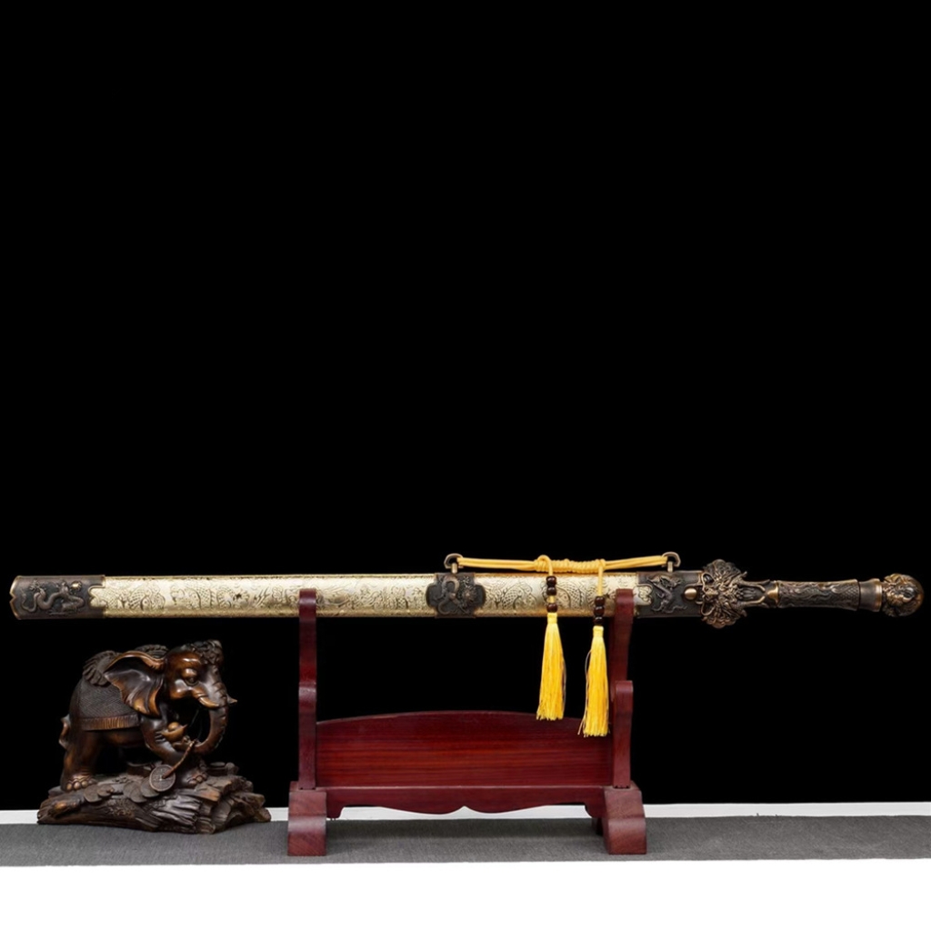 Long Style Integrated High Manganese Steel Swords Tang Jian, Dragon King Sword, Han Jian  Unsharpened Cold Weapons For Self Defense & Decoration