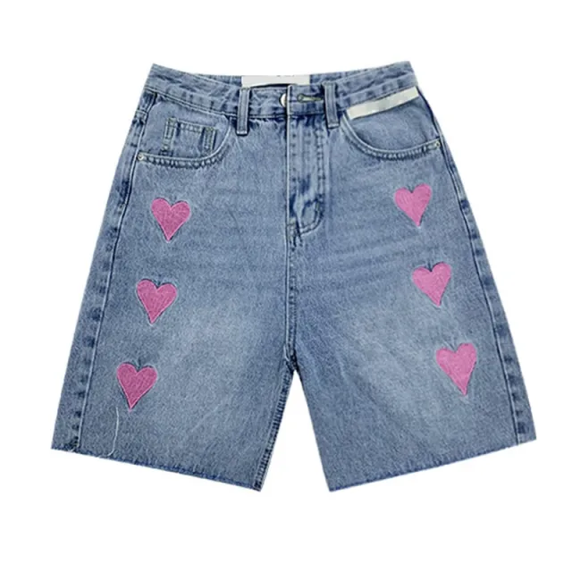 Everything Love Thin Style High Waist Straight Wide Leg Five Points Hot Pants Pink - Shop at LoveMi