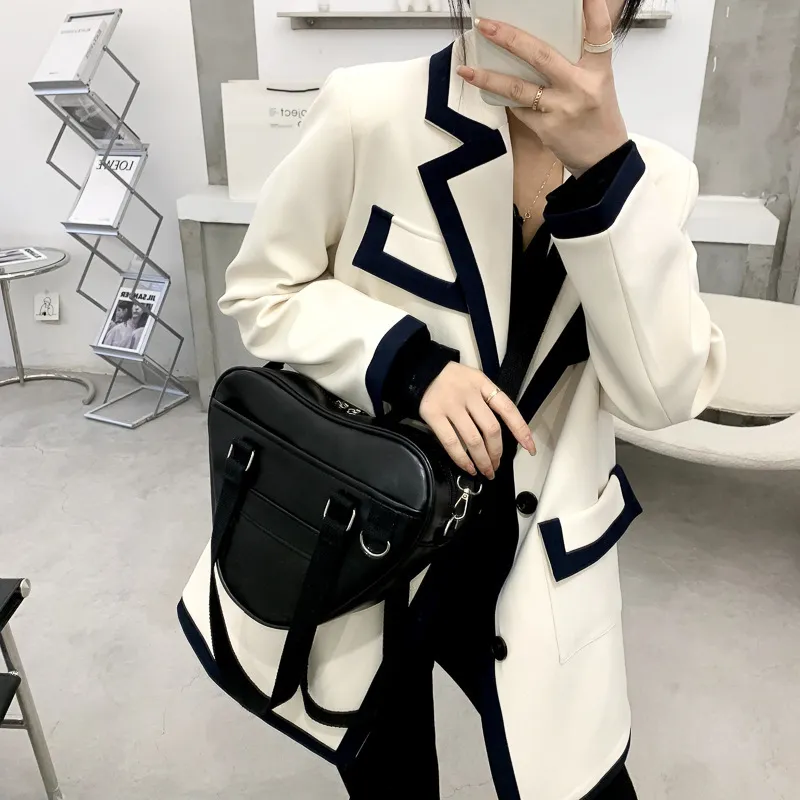 Girl Student's Shoulder Bag Diagonal Bag Handbag - Black