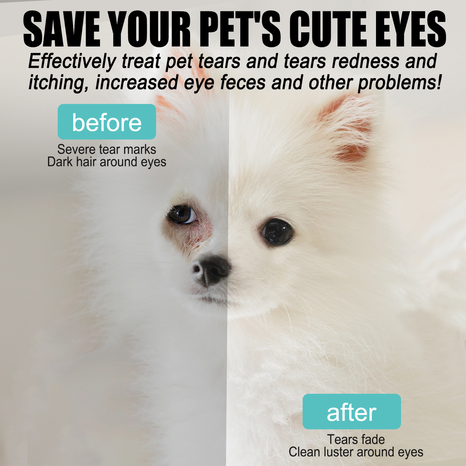 Yegbong Dog Tear Gland Essence, Pet External Eye Tear Stain Remover For Cats And Dogs — foto 5